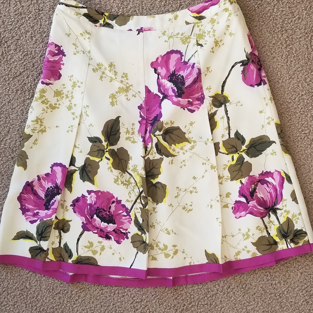 Banana Republic Pleated Silk Floral Skirt 0P